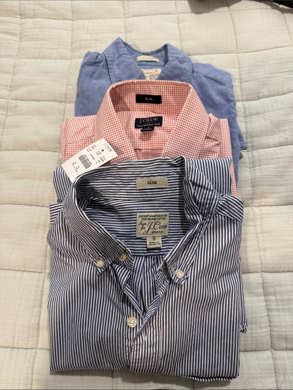 J. Crew Men's Blue and Pink Casual Button-Down Shirt Set (all three).